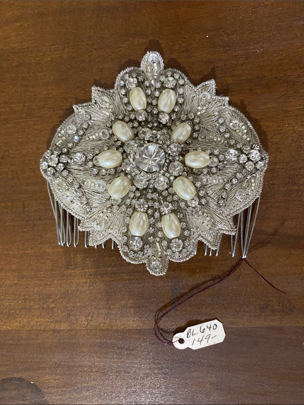 Bridal Silver Pearl & Crystal Hair Comb